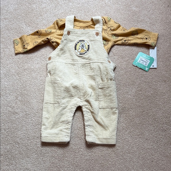Disney Other - Disney Cream Corduroy Overalls with Pooh Patch NWT